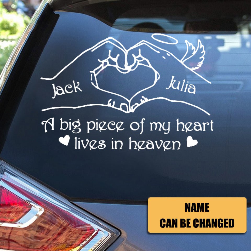 Custom Personalized Heaven Decal - Memorial Gift Idea, Family, Angels, A Big Piece Of My Heart Lives In Heaven - Image 2