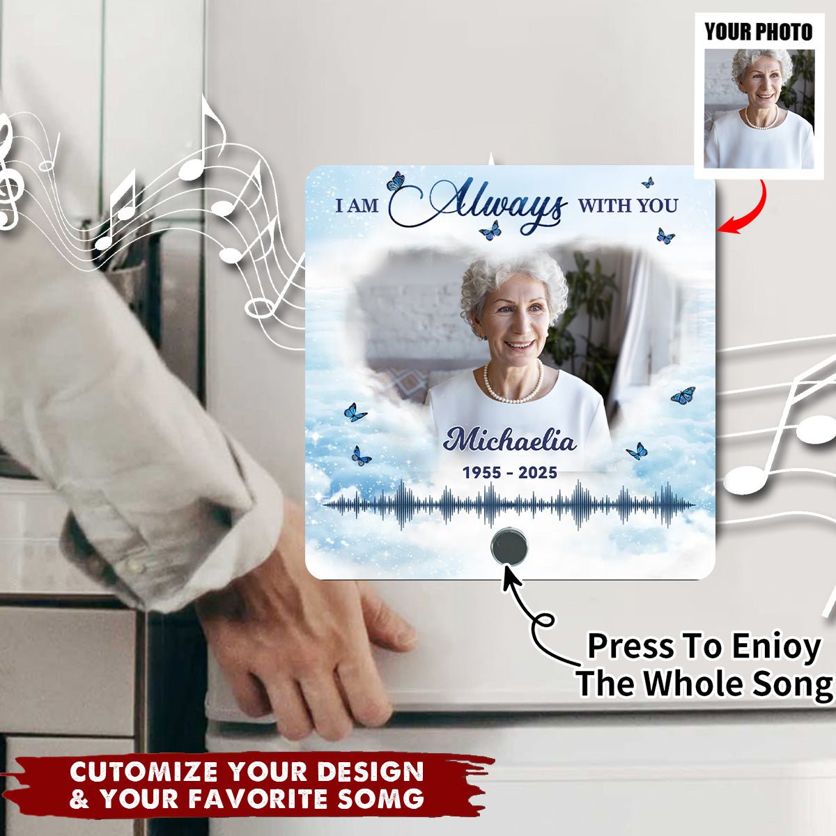 Miss The Sound Of Your Voice - Memorial Photo Personalized Music Fridge Magnet - Image 2