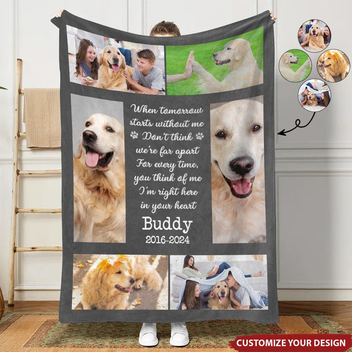 Custom Photo I'm Right Here In Your Heart - Memorial Personalized Blanket - Image 2
