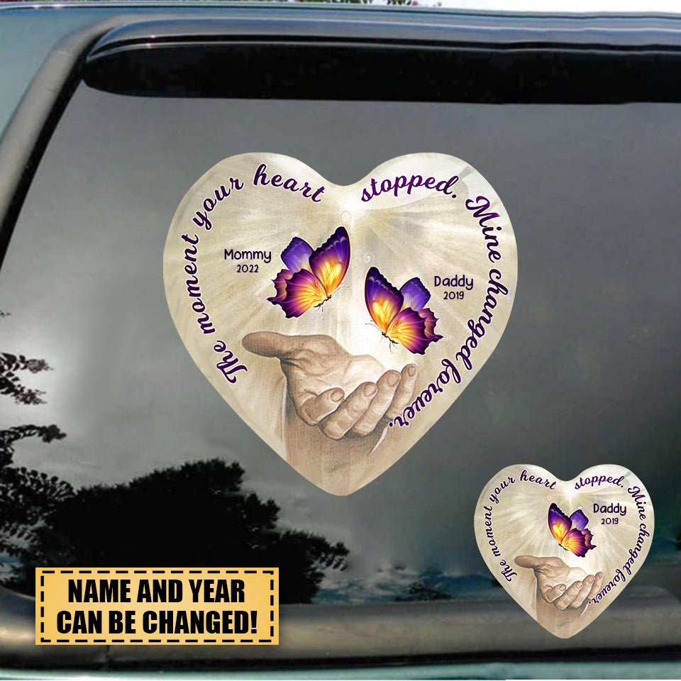 THE MOMENT YOUR HEART STOPPED, MINE CHANGED FOREVER CUSTOM MEMORIAL DECAL - Image 2