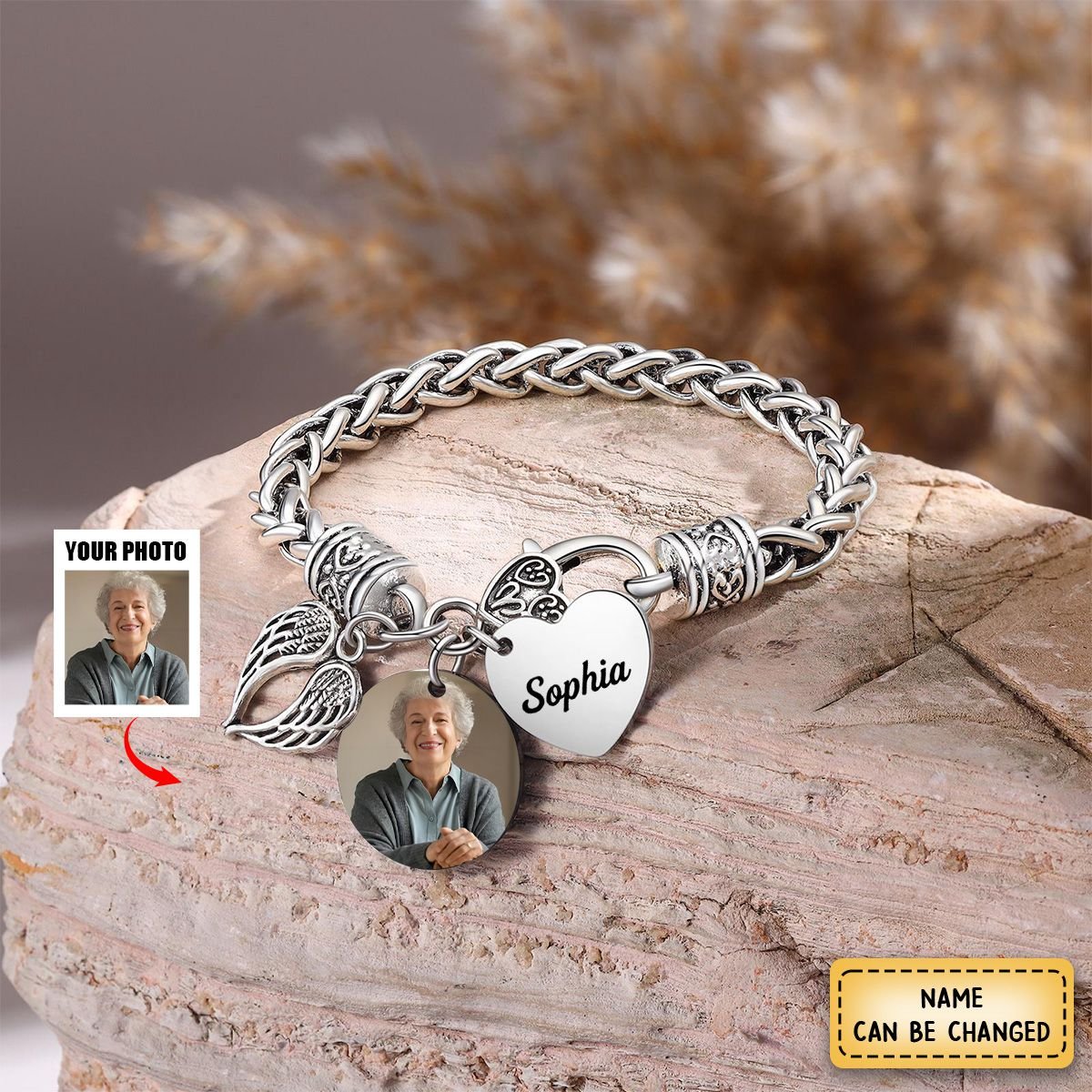 Angel Wing Custom Photo Memorial Personalized Bracelet - Image 2