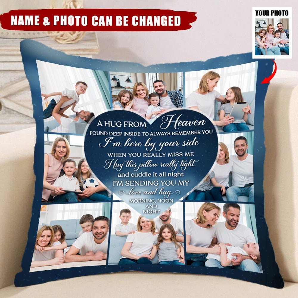 A Hug From Heaven Memorial Personalized Photo Pillow - Image 2