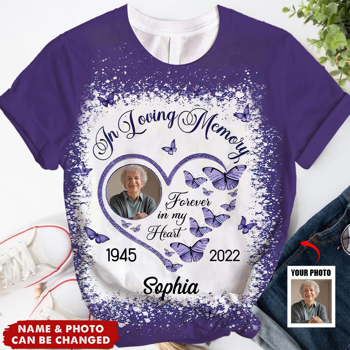 In Loving Memorial, Forever In My Heart - Upload Photo Personalized 3D T-Shirt - Image 3