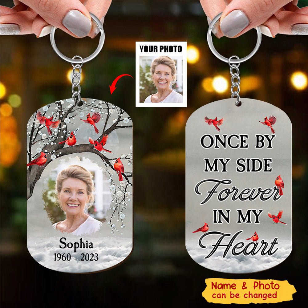 Memorial Cardinal Upload Photo, I Will Carry You With Me Until I See You Again Personalized Keychain - Image 3