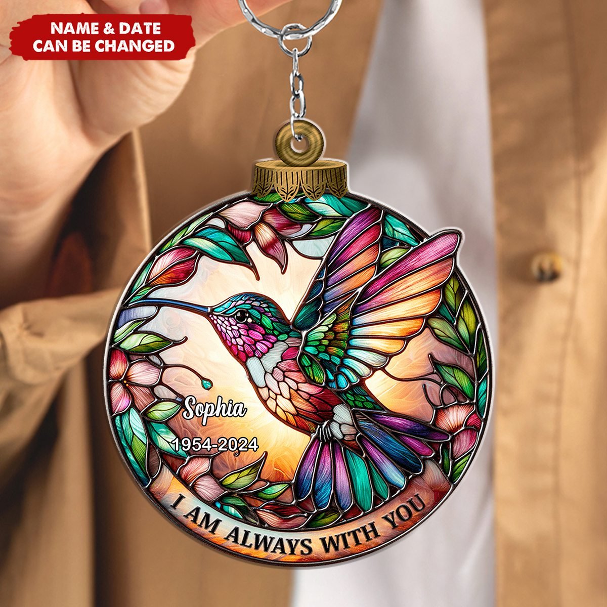 Memorial Hummingbird Personalized Acrylic Keychain - Image 2