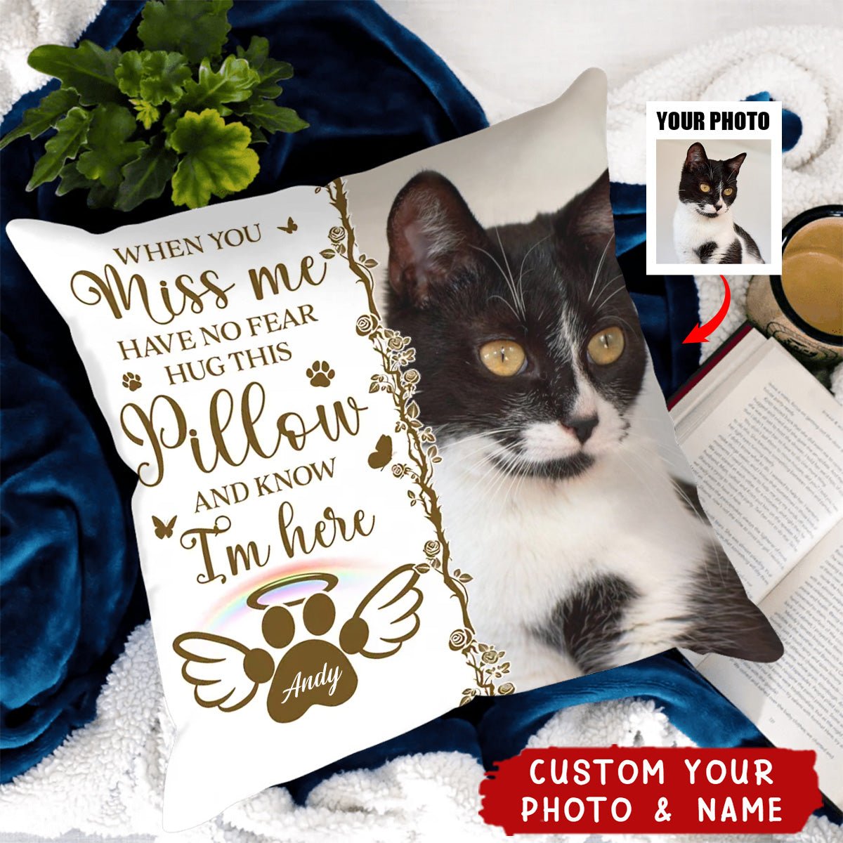 Know I'm Here Custom Pet Photo Memorial Personalized Pillow - Image 3