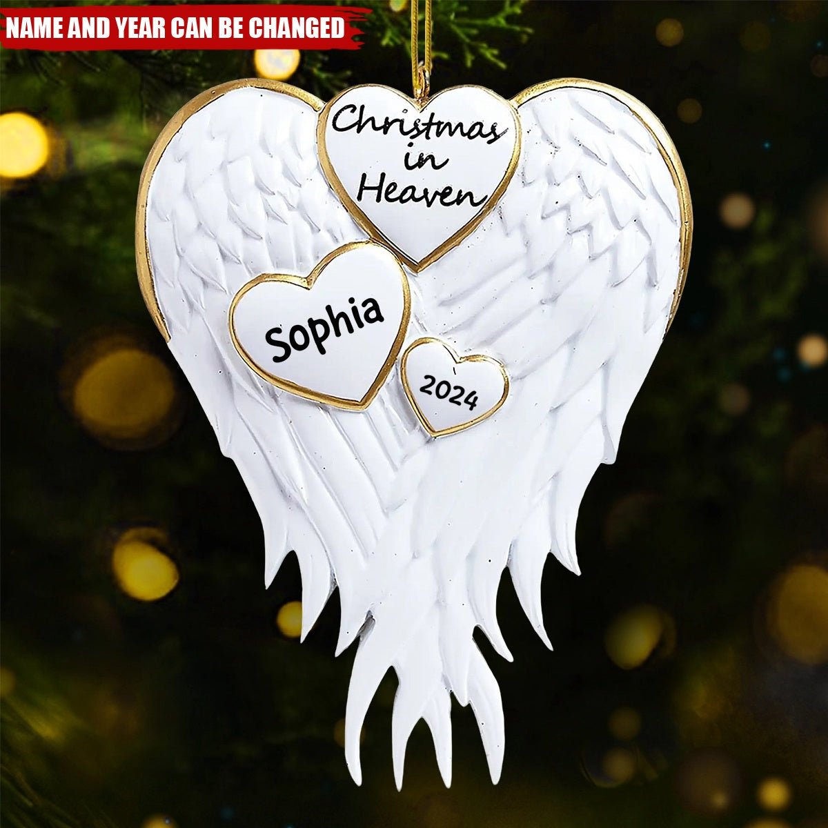 Personalized Handwritten Christmas In Heaven Memorial Ornament - Image 2