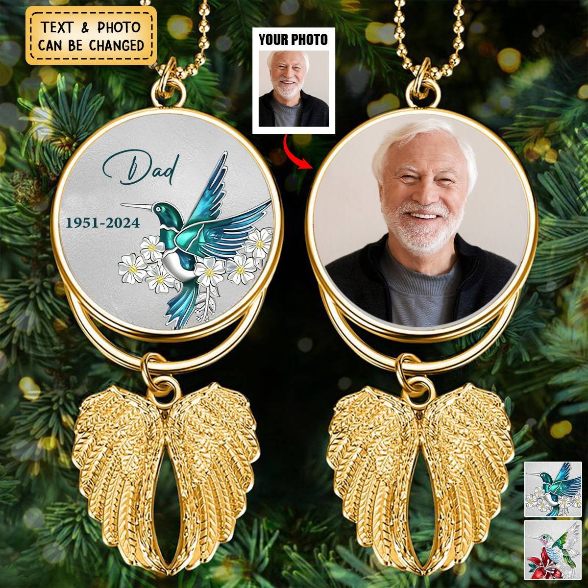 Forever In My Heart - Personalized Memorial Wings Ornament - Image 2