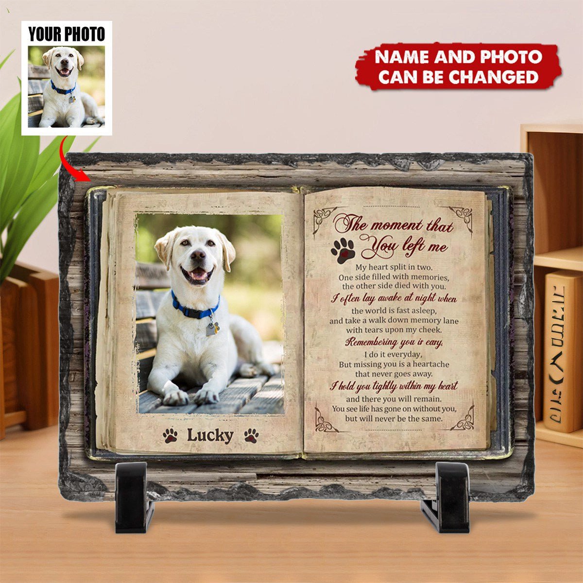 Memorial Personalized Rectangle Shaped Stone With Stand - Sympathy Gift For Pet Lovers - Image 2