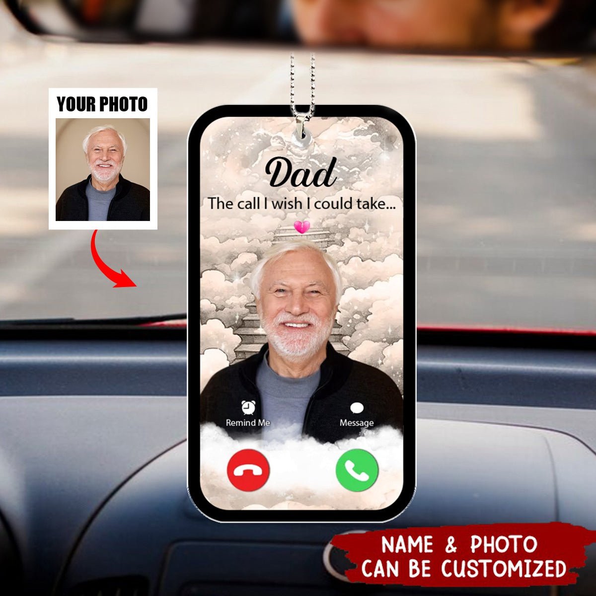 The Call I Wish I Could Take Memorial Gift - Blue Sky Personalized Car Ornament - Image 2