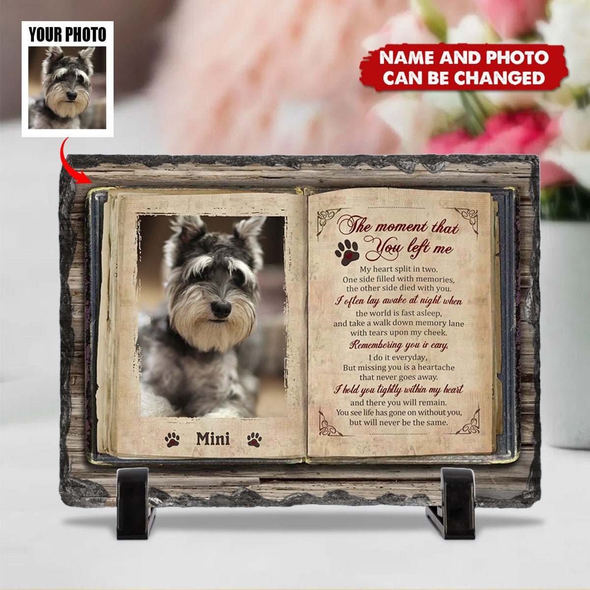 Memorial Personalized Rectangle Shaped Stone With Stand - Sympathy Gift For Pet Lovers - Image 3