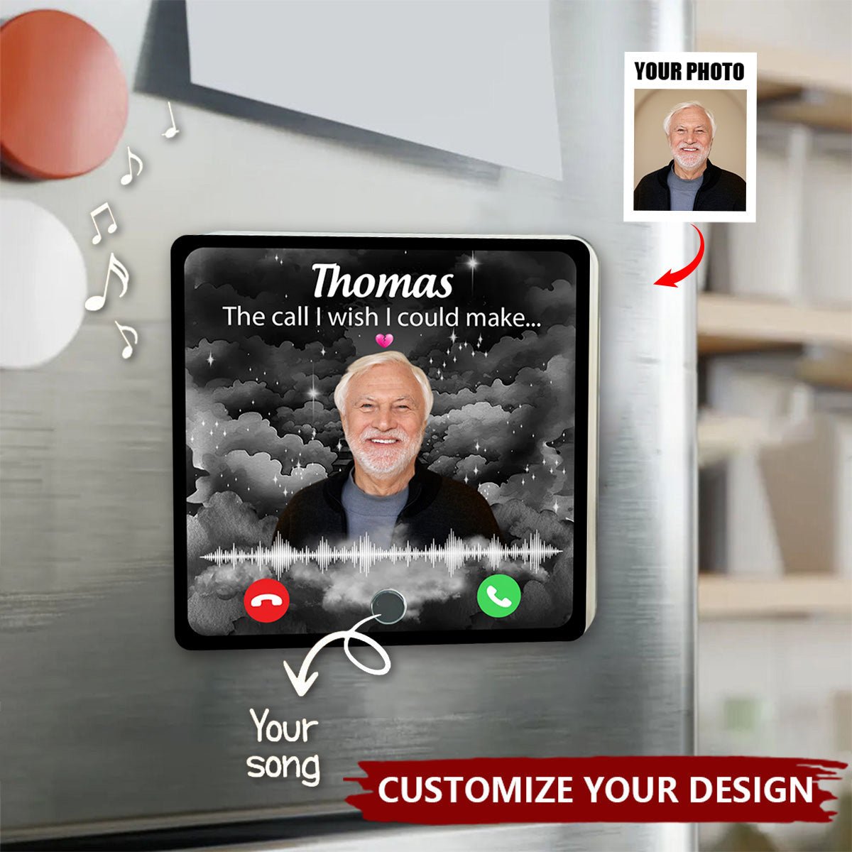 The Call I Wish I Could Take Memorial Voice Message - Personalized Music Fridge Magnet - Image 2