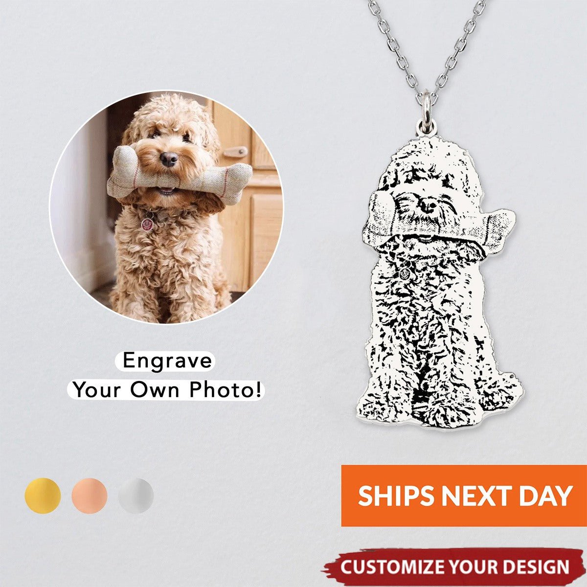 Custom Pet Portrait Necklace - Personalized Memorial Dog&Cat Necklace - Image 2