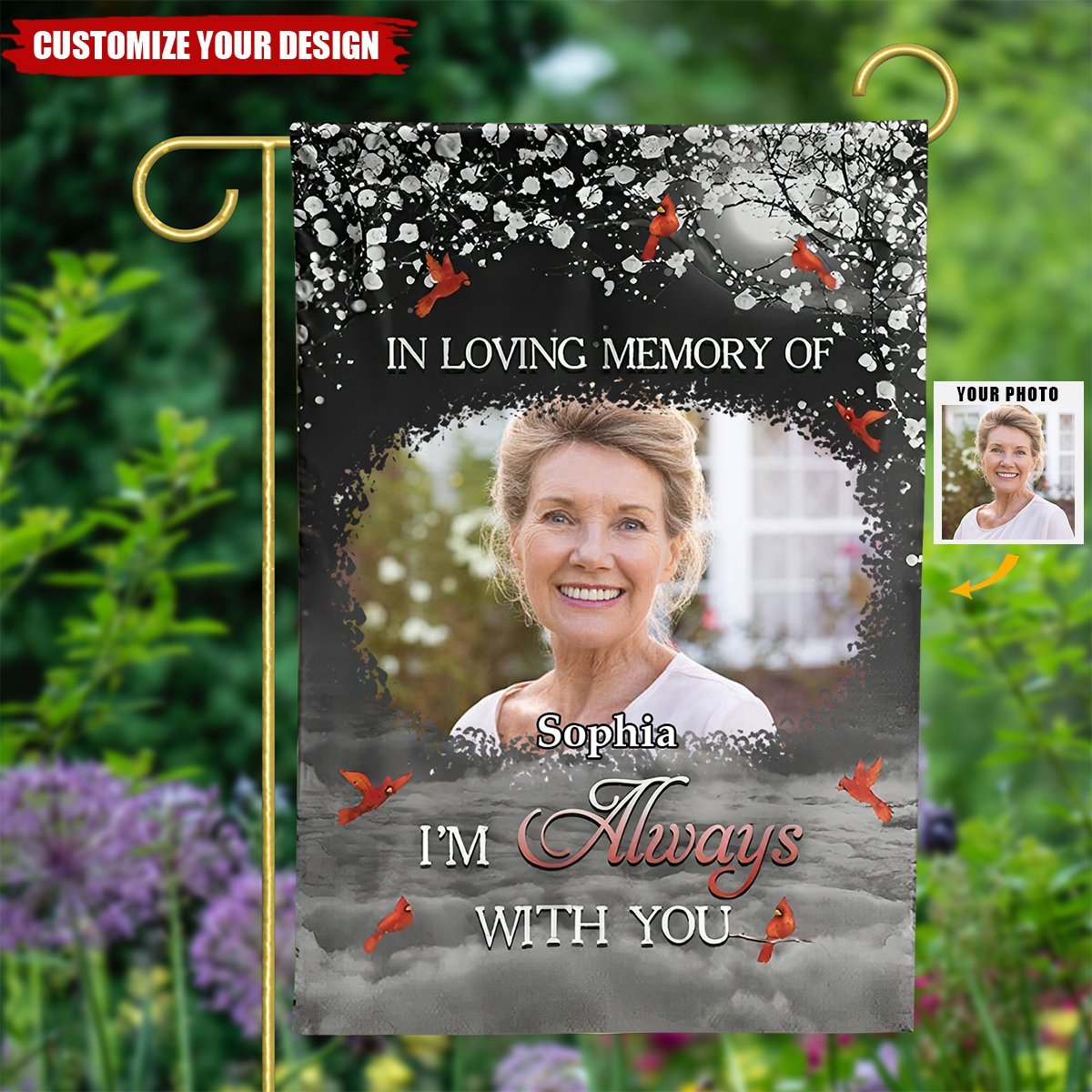 Custom Photo In Loving Memory - Memorial Personalized Flag - Image 2