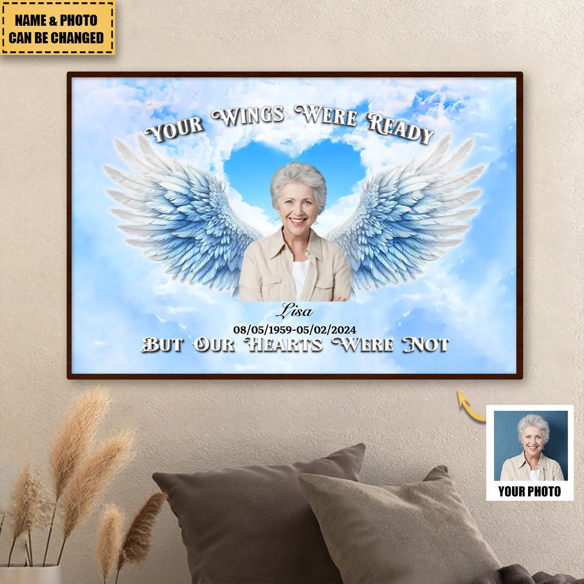 Memorial Canvas - Personalized Canvas Prints - Your Wings Were Ready But Our Hearts Were Not - Image 2