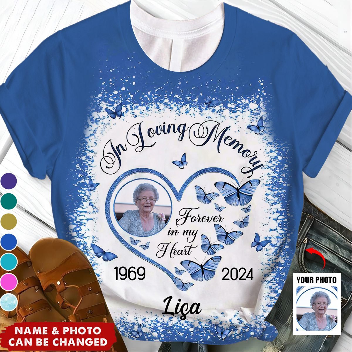 In Loving Memorial, Forever In My Heart - Upload Photo Personalized 3D T-Shirt - Image 2