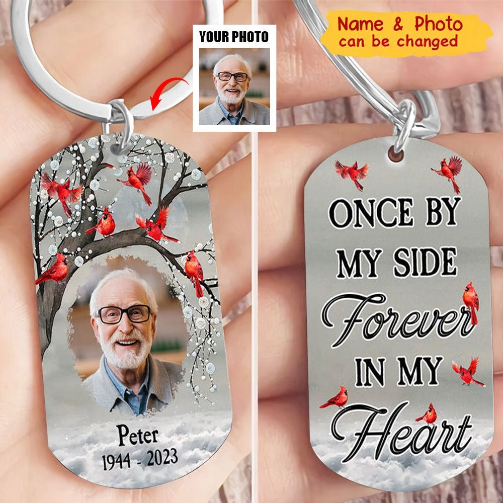 Memorial Cardinal Upload Photo, I Will Carry You With Me Until I See You Again Personalized Keychain - Image 2