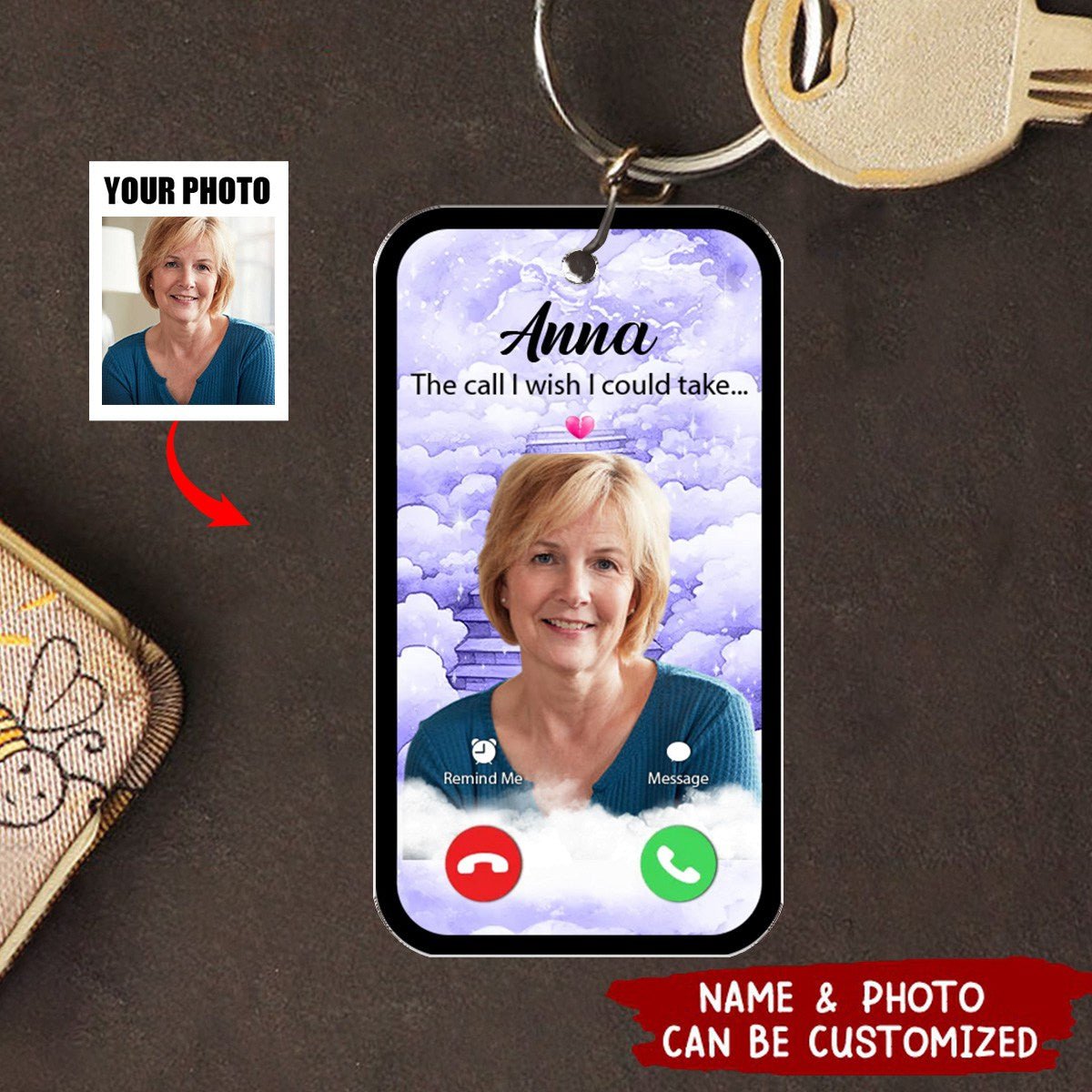 The Call I Wish I Could Take Memorial Gift - Blue Sky Personalized Acrylic Keychain - Image 2