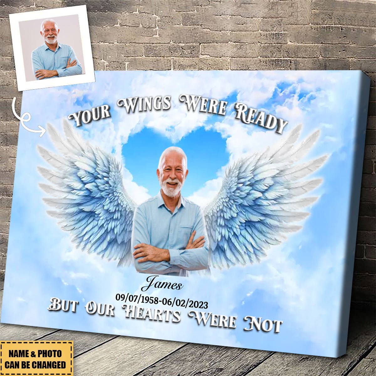Memorial Canvas - Personalized Canvas Prints - Your Wings Were Ready But Our Hearts Were Not - Image 3