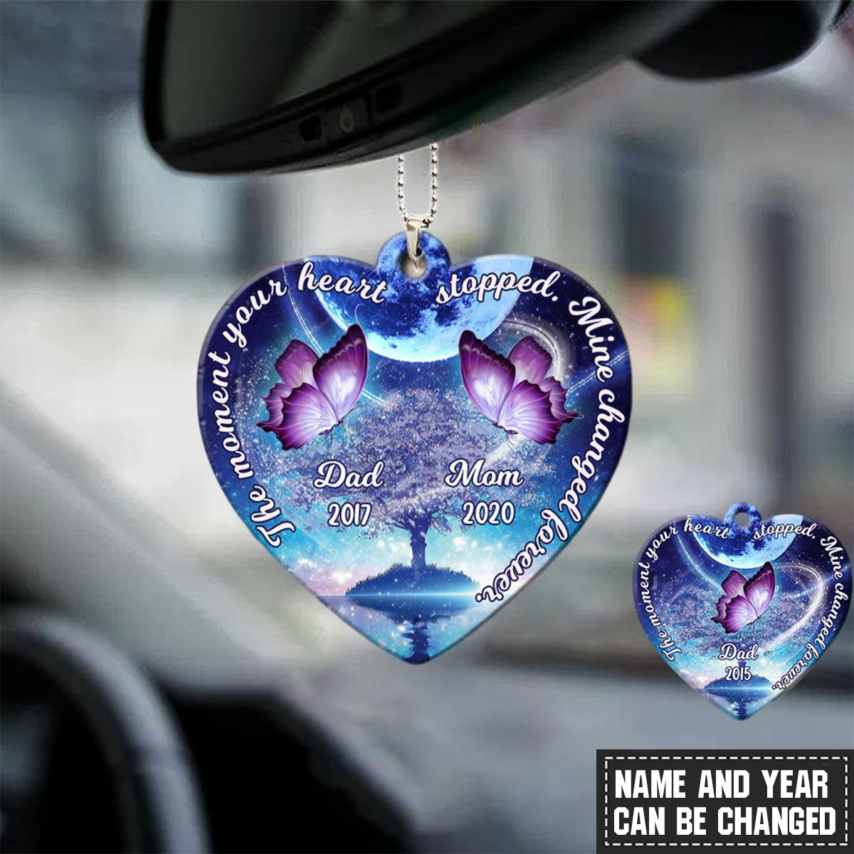 THE MOMENT YOUR HEART STOPPED, MINE CHANGED FOREVER CUSTOM MEMORIAL ACRYLIC ORNAMENT - Image 2
