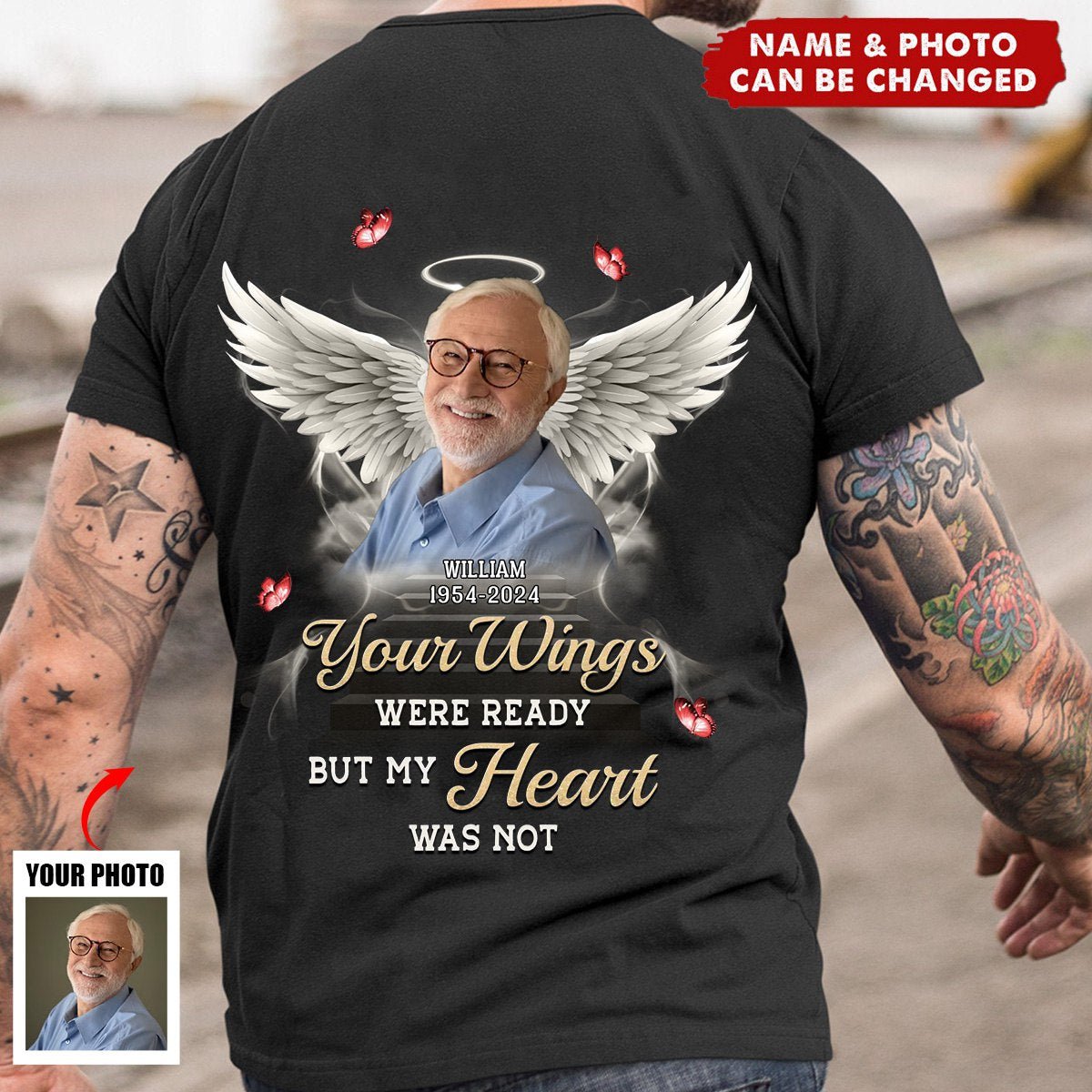 Custom Photo I'm Always With You - Memorial Personalized Back Printed Unisex T-shirt - Image 2