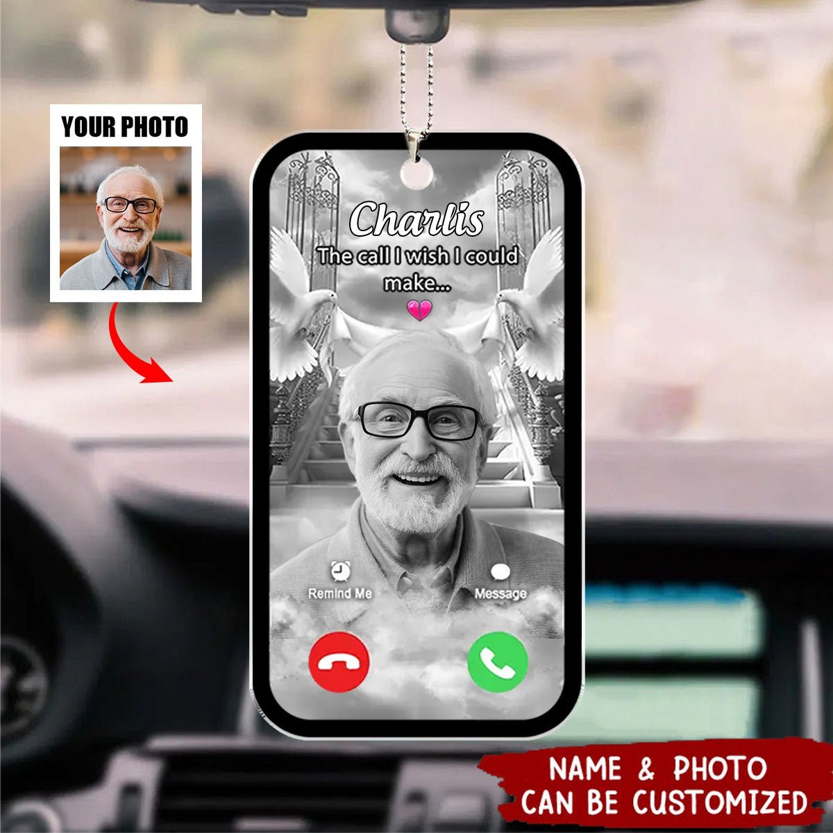 The Call I Wish I Could Take - Personalized Car Ornament - Memorial Gift For Family, Family Members - Image 2
