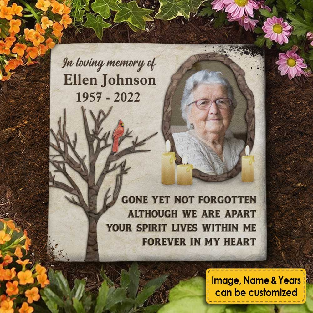 Although We're Apart, Your Spirit Lives Within Me - Personalized Memorial Stone, Human Grave Marker - Upload Image, Memorial Gift, Sympathy Gift - Image 3