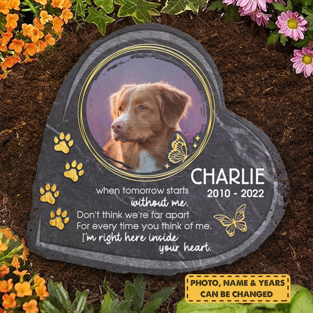 Don't Think We're Far Apart - Personalized Memorial Stone, Pet Grave Marker - Upload Image, Memorial Gift, Sympathy Gift - Image 3