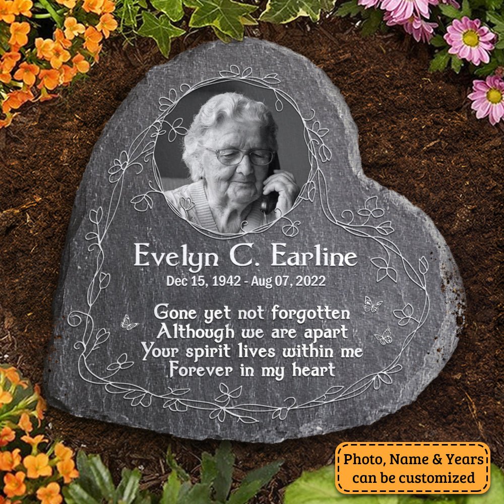 Your Spirit Lives Within Me Forever In My Heart - Personalized Memorial Stone, Human Grave Marker - Upload Image, Memorial Gift, Sympathy Gift - Image 3