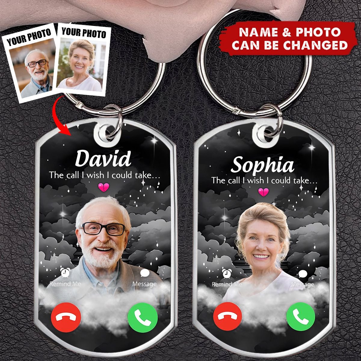 The Call I Wish I Could Take - Memorial Sympathy Gift - Personalized Memorial Stainless Steel Keychain - Image 2