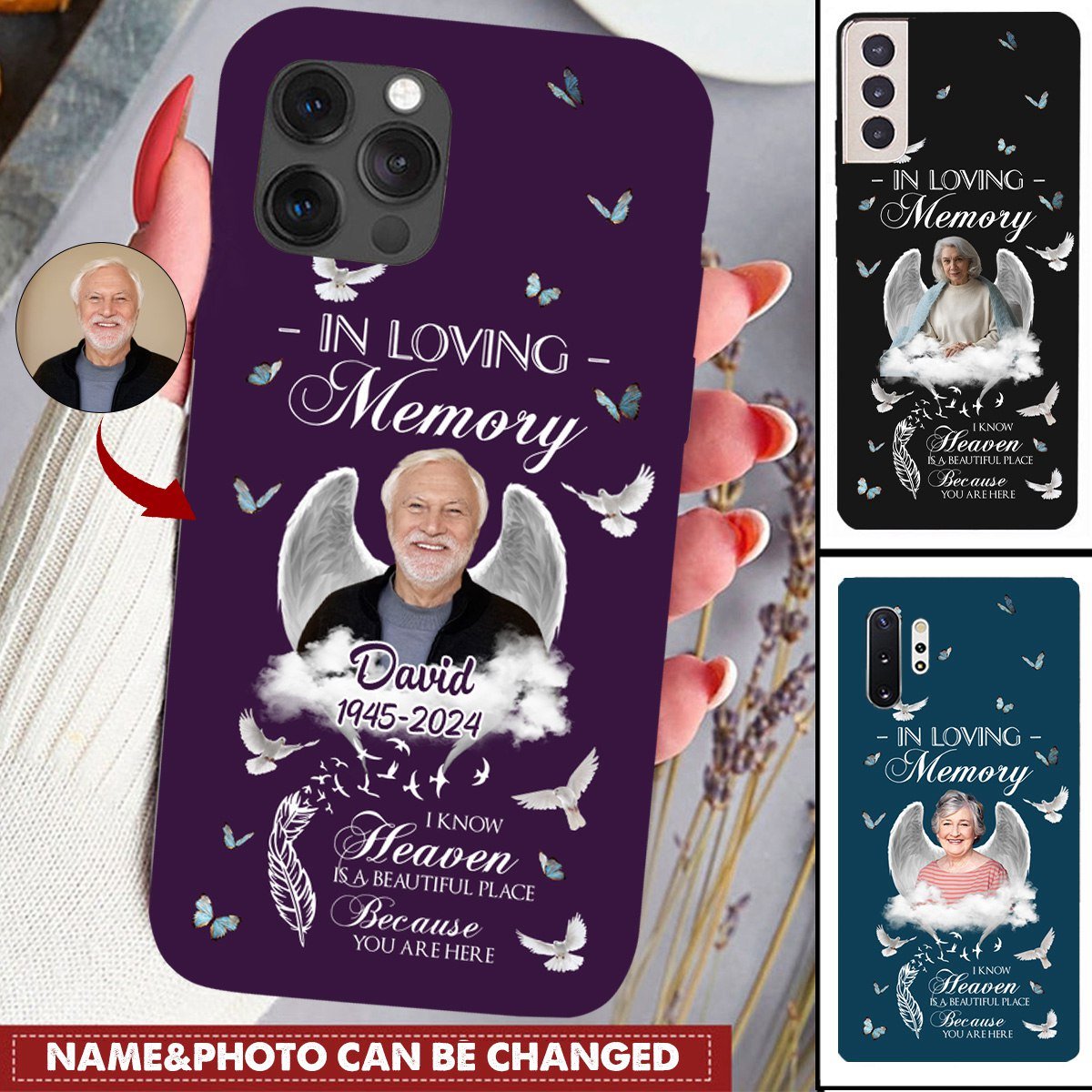 Personalized Memorial Custom Photo Wings Forever In My Heart Phone Case - Image 2