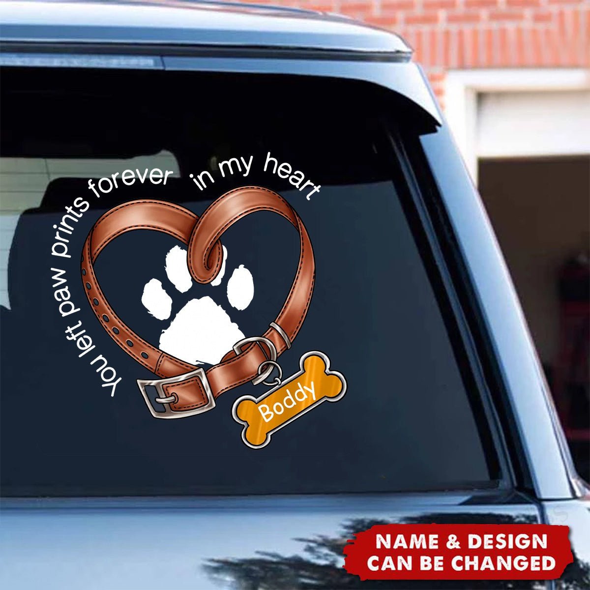 You Left Paw Prints In My Heart Dog Memorial Personalized Decal - Image 2