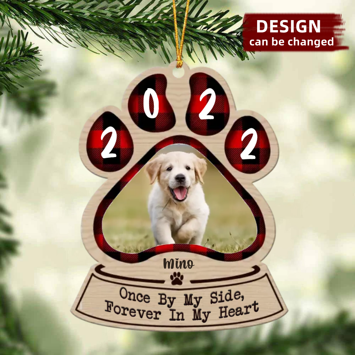 Personalized Memorial Dog Ornament - Upload Photo - Memorial Gift Idea For Dog Mom/ Dog Dad - Once By My Side, Forever In My Heart - Image 2