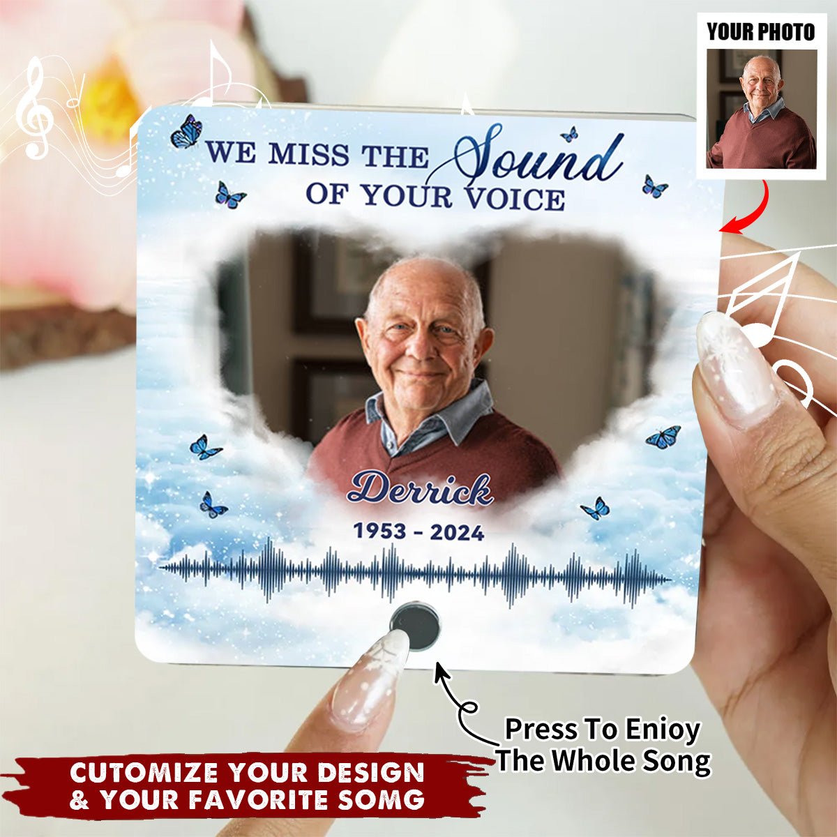 Miss The Sound Of Your Voice - Memorial Photo Personalized Music Fridge Magnet - Image 3
