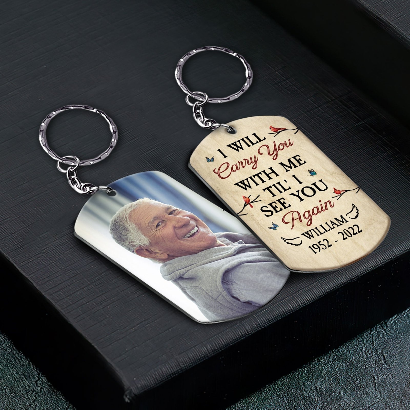 I Will Carry You With Me Til' I See You Again - Personalized Keychain - Loving, Memorial Gift For Family With Lost Ones - Image 2