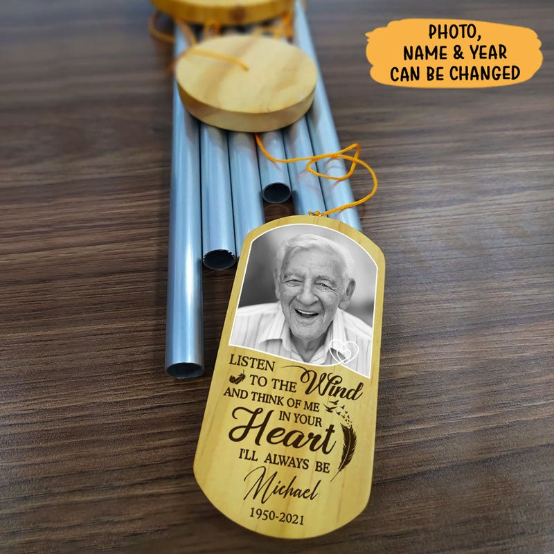 Listen To The Wind 2, Personalized Memorial Wind Chimes, Custom Photo Gifts, Memorial Gifts - Image 2
