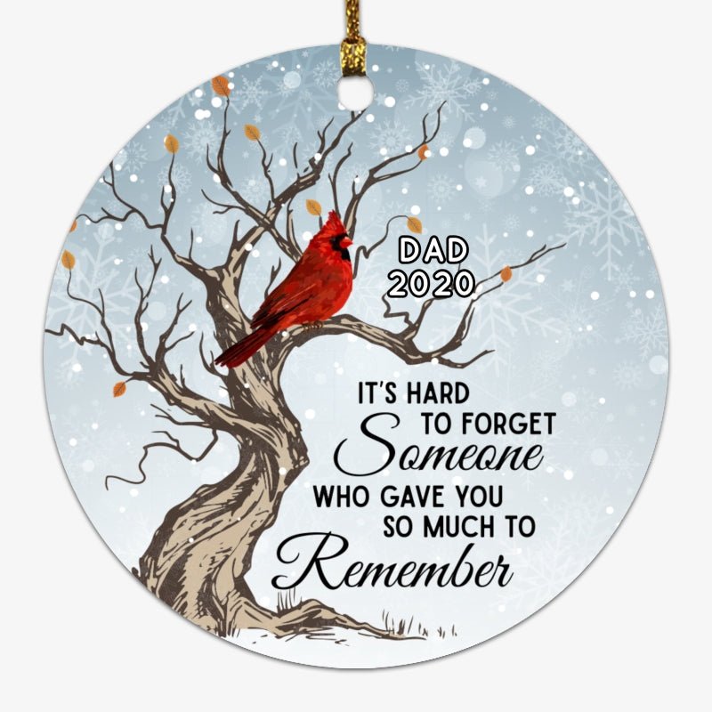 Hard To Forget Cardinal Memorial Personalized Circle Ornament - Image 4