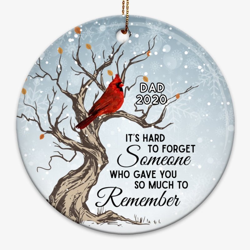 Hard To Forget Cardinal Memorial Personalized Circle Ornament - Image 3